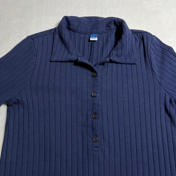 Old Navy Ribbed Quarter Button Up Shirt Dress Size Medium Effortless Knee Length - Picture 3 of 8